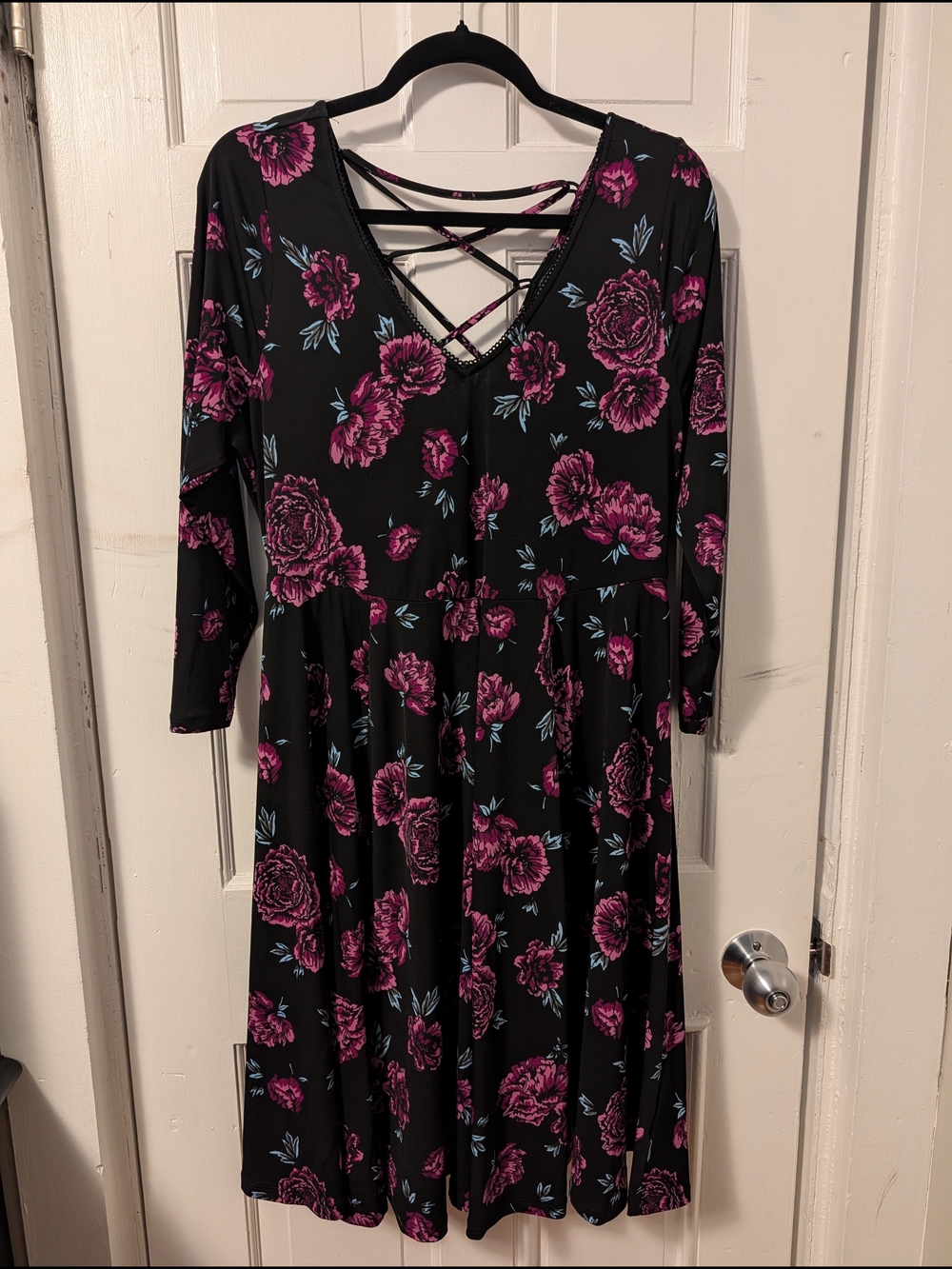 Torrid Black Floral V-Neck Dress